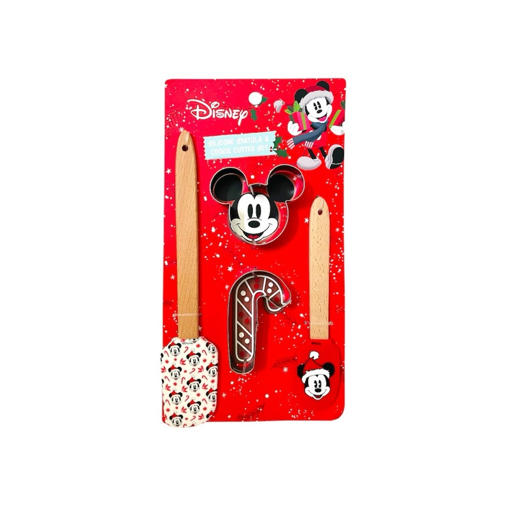 NEW Disney Mickey Mouse Spatula & Cookie Cutter Set Christmas Holiday 4 pcs NIP